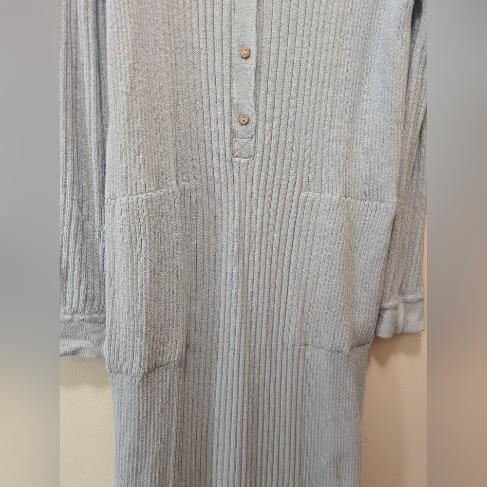 EUC Free People FP Beach Free Fall Sweat Maxi Dress In Baby Blue, Oversized XS - Picture 9 of 10